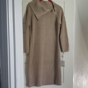 Calvin Klein gold/taupe lurex sweater dress